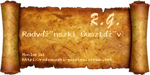 Radvánszki Gusztáv névjegykártya