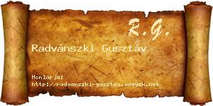 Radvánszki Gusztáv névjegykártya